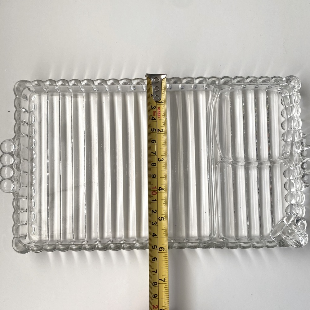 Hazel Atlas Snack Sip Smoke Tray Mini Charcuterie Clear Glass Platter Plate - Picture 5 of 6